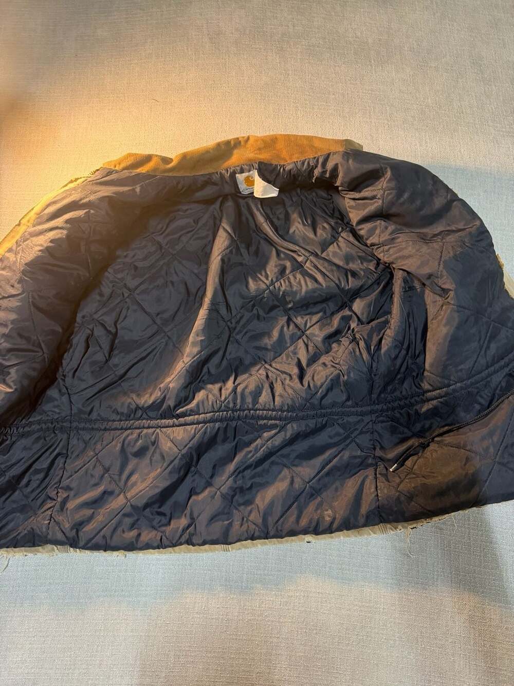 Vintage Carhartt Duck Canvas Quilt-Lined Chore Coat with Corduroy Collar - Picture 3 of 15
